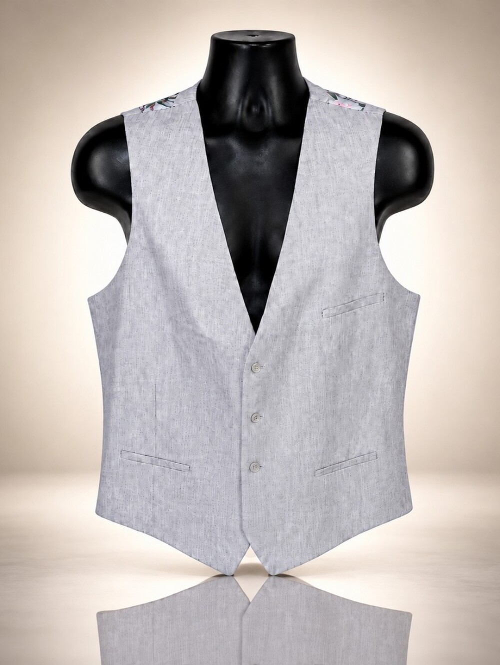 Light Grey Vest With Floral Lining